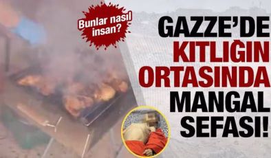 Gazze’ye kıtlık yaşatan İsrail askerleri enkazın ortasında mangal yaptı!