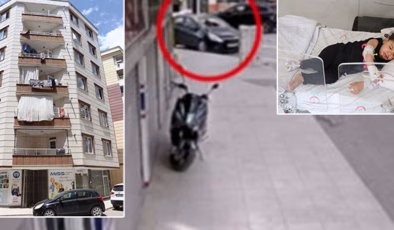 1.5 yaşındaki çocuk 5. kattan otomobilin üzerine düştü! Mucize kamerada! | Son dakika haberleri