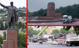 Orta Asya’nın en büyük Lenin heykeli söküldü