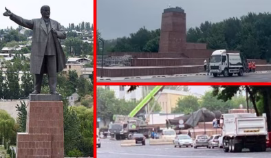 Orta Asya’nın en büyük Lenin heykeli söküldü