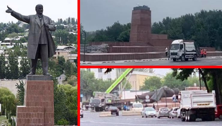 Orta Asya’nın en büyük Lenin heykeli söküldü