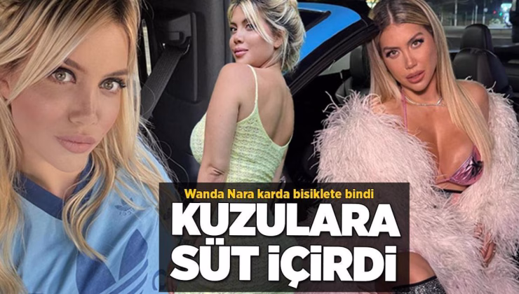 Wanda Nara kuzulara süt içirdi! Karda bisiklete bindi