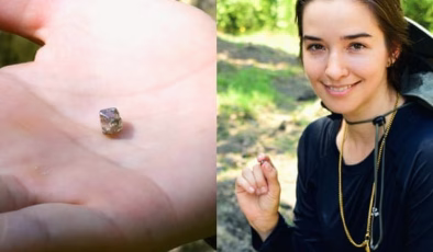 2.3 karatlık elması parkta buldu!