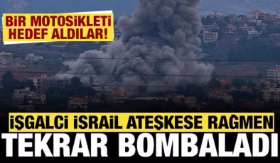 İşgalci İsrail ateşkese rağmen tekrar bombaladı: Bir motosikleti hedef aldılar!